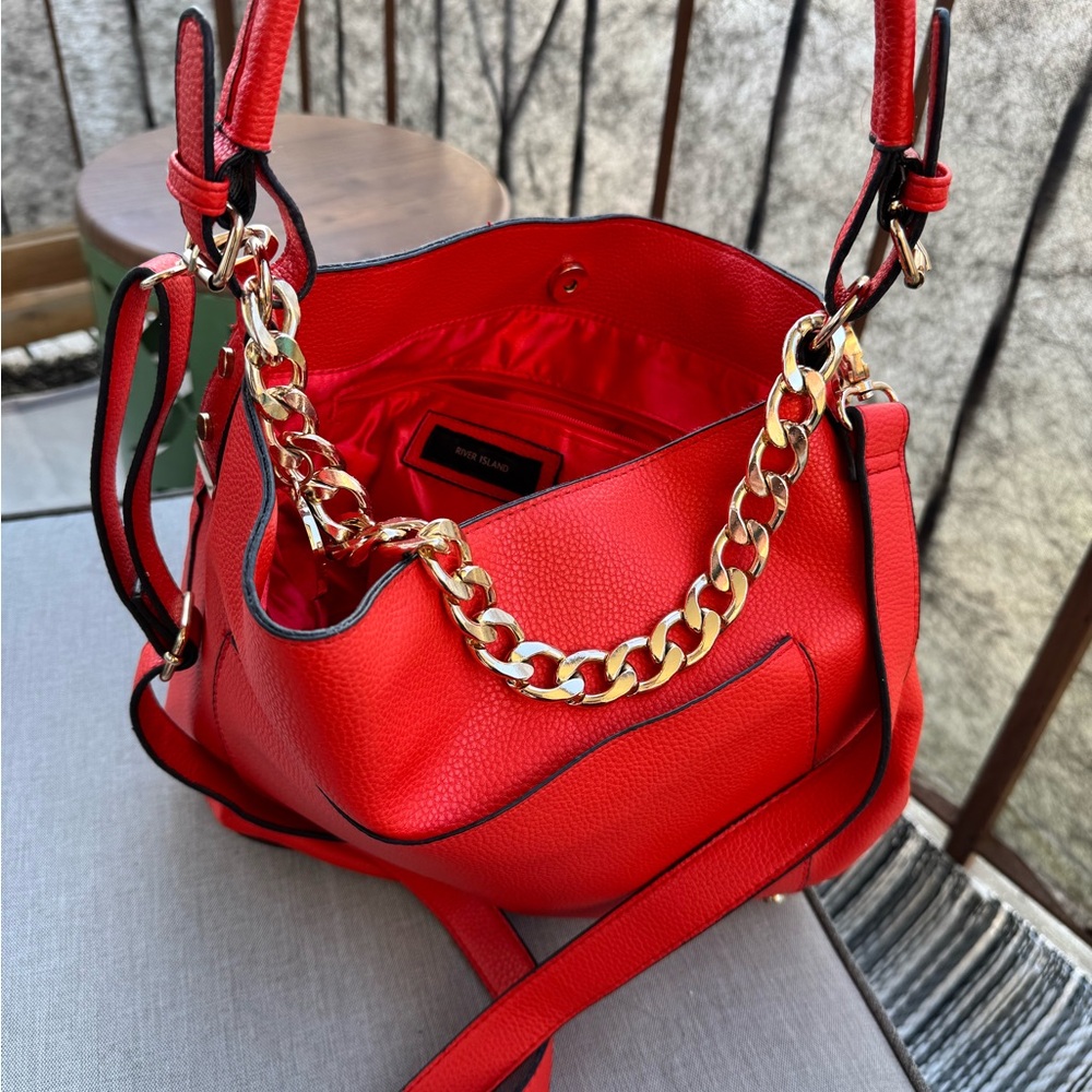 River Island Red Gold Chain Shoulder Bag